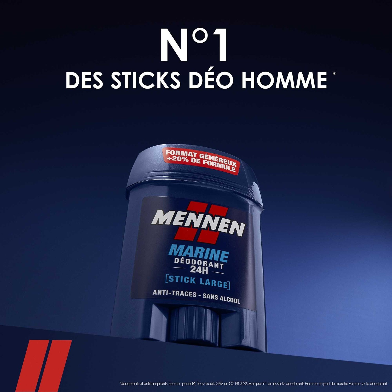 Mennen Deodorant homme 24H stick large sans alcool anti traces