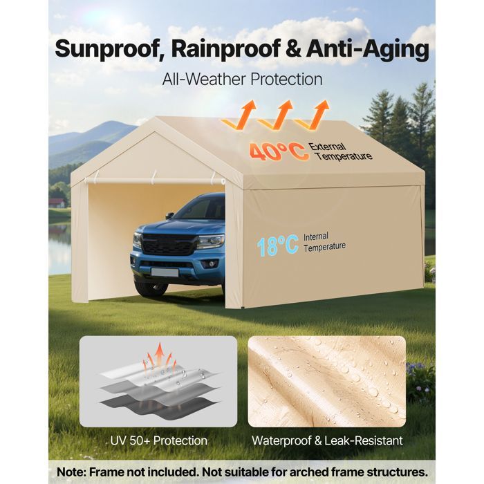 Telo copriauto - DUOKU - SXYQCPBB12X20 - 6 x 3 m - Impermeabile - Resistente ai raggi UV