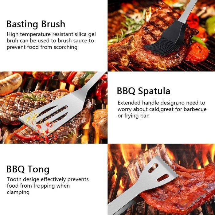 Utensilios de acero inoxidable para barbacoa - Juegos de utensilios para barbacoa - Accesorios para barbacoa - Tenedores para barbacoa