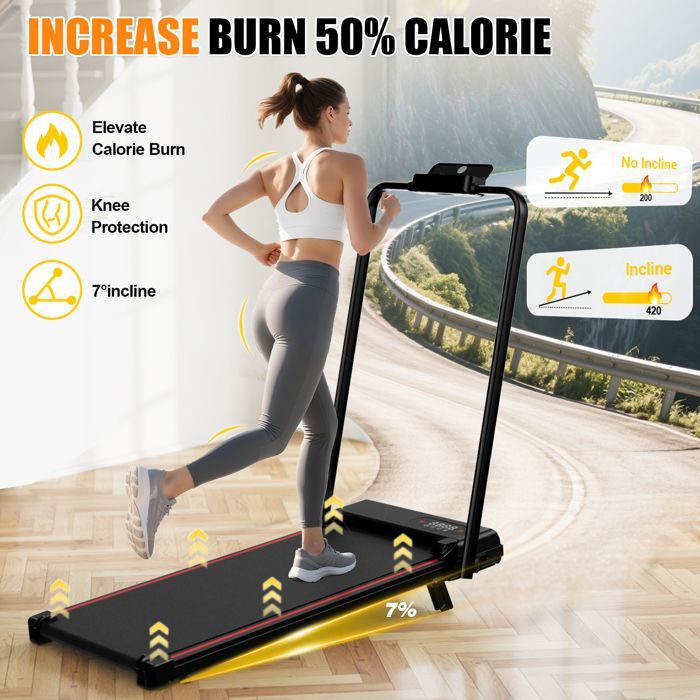 Tapis de course pliable - DSKEUZEEW - 4 en 1 - Inclinaison 7% - Vitesse 1-8 km/h - Moteur 2,5 HP