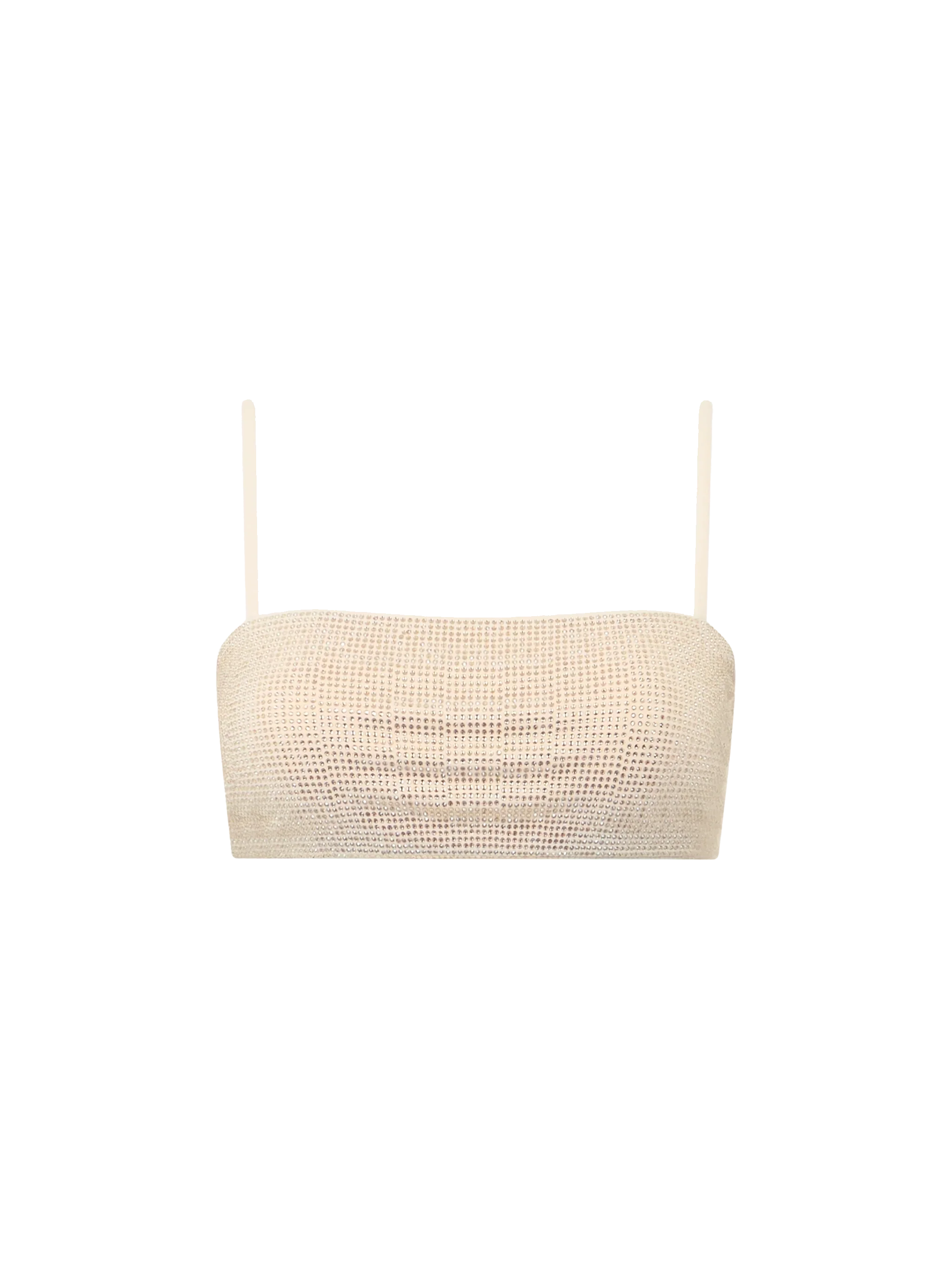 Top bandeau beige para mujer de la marca Athena con pedrería.