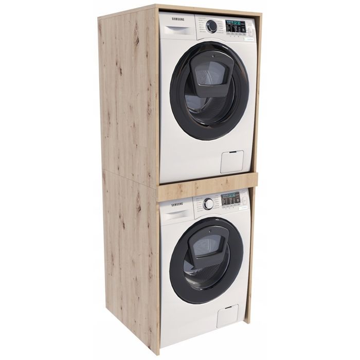 Armoire Lave-Linge et Sèche-Linge - Pratique - 66x183,6x69,6 cm - Blanc
