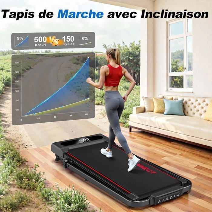 6 en 1 Tapis de Course Pliable, App Intelligente, Vitesse 1-12KM/H 2.75HP Silencieux Tapis de Marche, 160KG