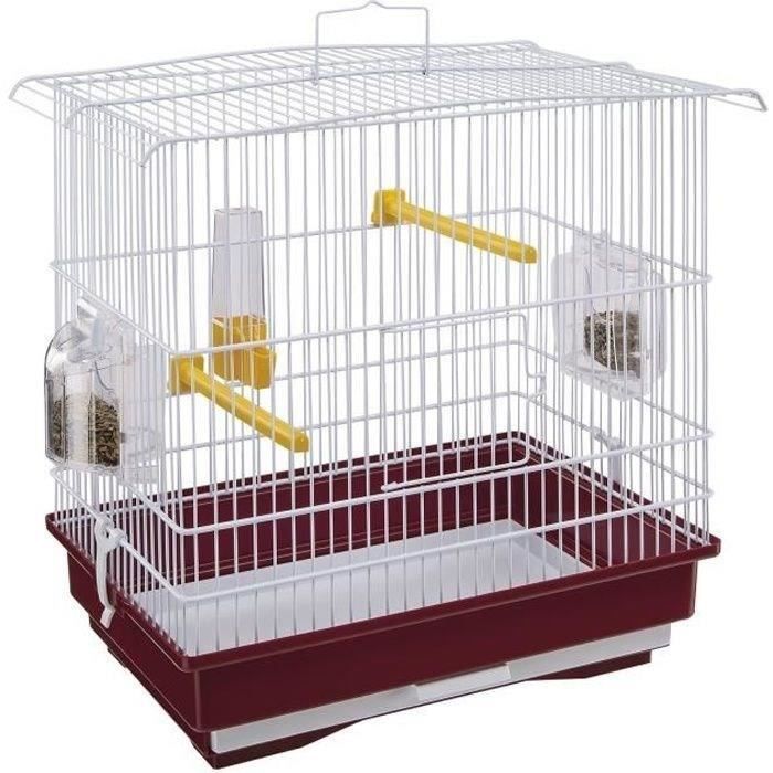 Jaula para pájaros GUISY roja y blanca