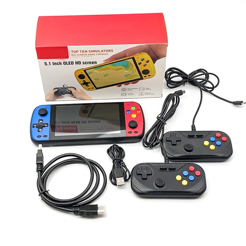 IPS 5.1 Inch PS5000 Double Handheld Game Player Arcade 128 Bit Retro Game Console 64G 6000+ Games Gaming Consoles With Gamepads