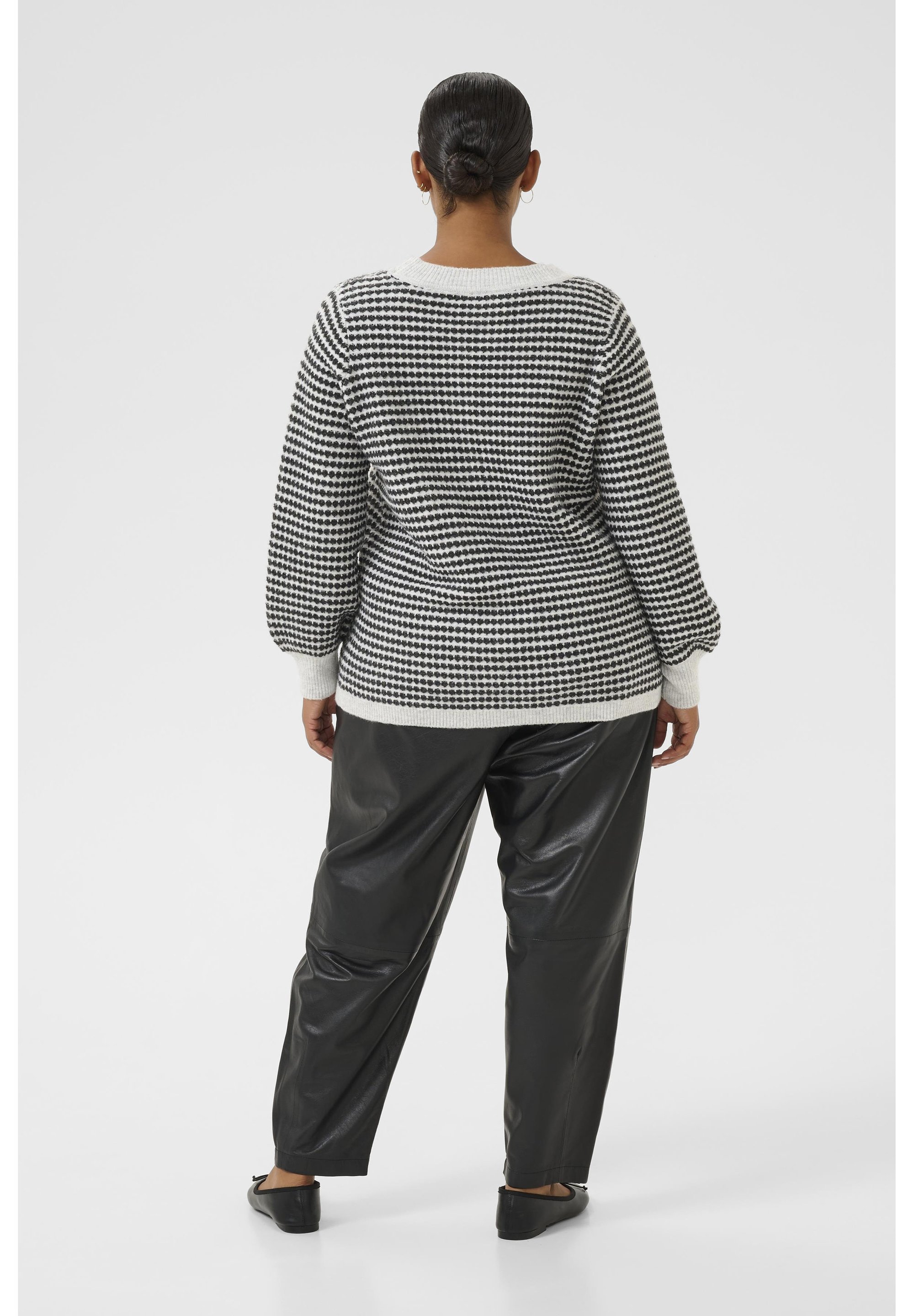 Kaffe Curve ELIONA - Pullover - hellgrau m schwarze Struktur