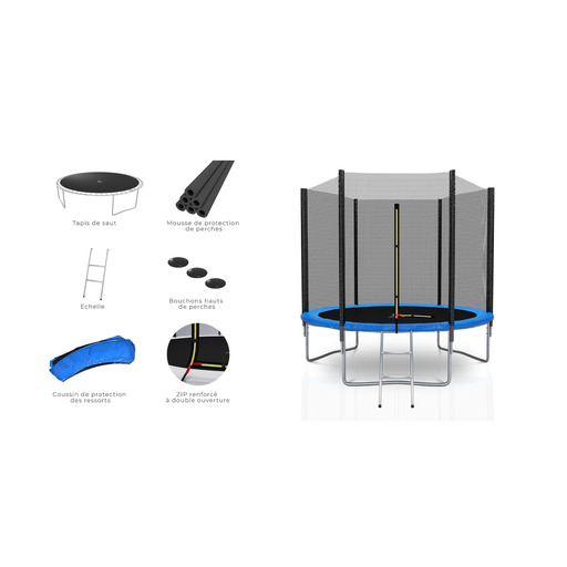  Trampolin Exterior Deluxe 8ft / ø244cm Kaia Sport Trampo Pack De Jardin Con Escalera