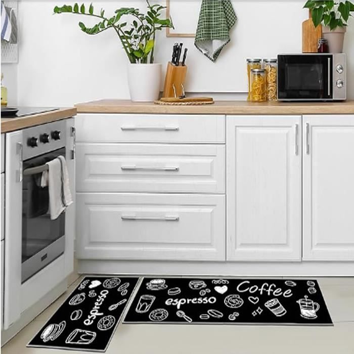 Alfombrillas de cocina - FOLAYA - Juego de 2 - Antideslizantes - Absorbentes de agua y aceite - Resistentes al polvo
