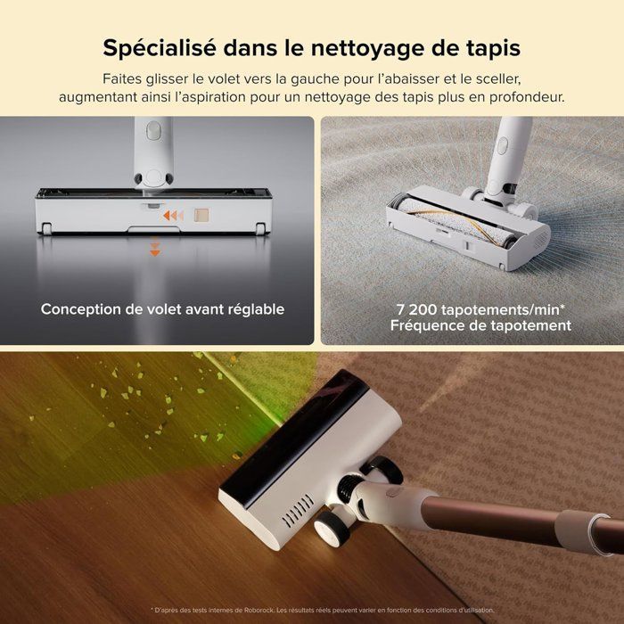 ROBOROCK H60 HUB - Aspirateur Balai sans Fil avec Station de Vidage Automatique - Batterie Amovible 60 Min - 115 AW
