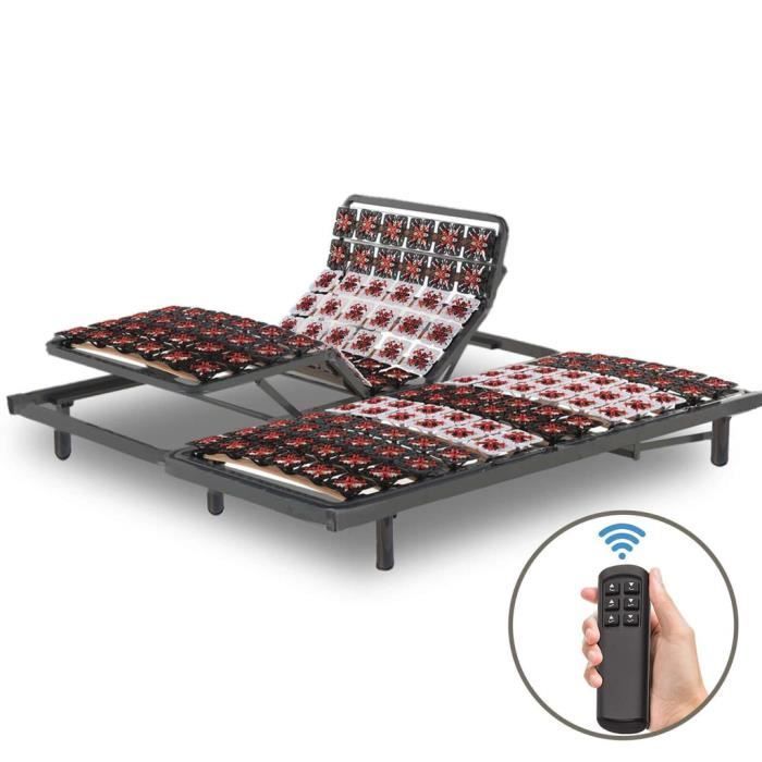 Base de cama eléctrica de relajación de Sampur - Láminas 100% ergonómicas - 2x90x200 cm - Cama eléctrica de relajación integrada