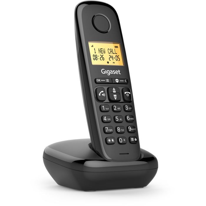 Gigaset BASIC 100 Noir — Téléphone sans fil mono, écran 1,5