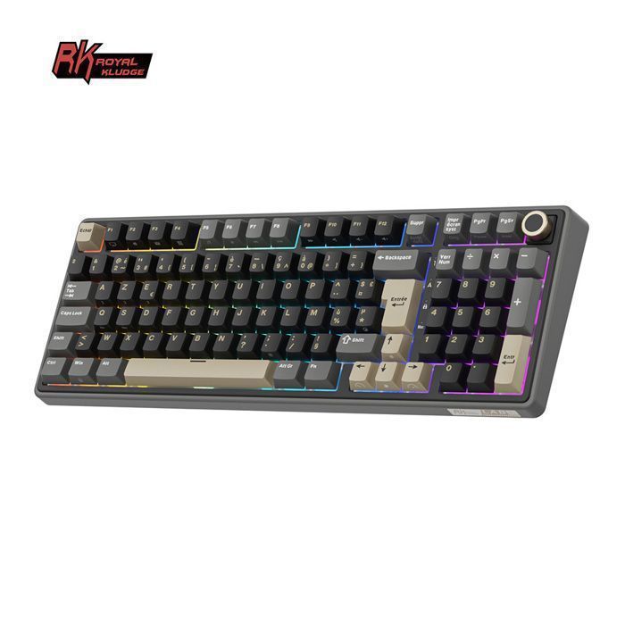RK ROYAL KLUDGE R98 Pro Kabelgebundene mechanische Tastatur, 96% Gaming-Tastatur, AZERTY-Layout, RGB-Hintergrundbeleuchtung, PBT-Tastenkappen, Hot-Swap-fähige Creamy-Switches