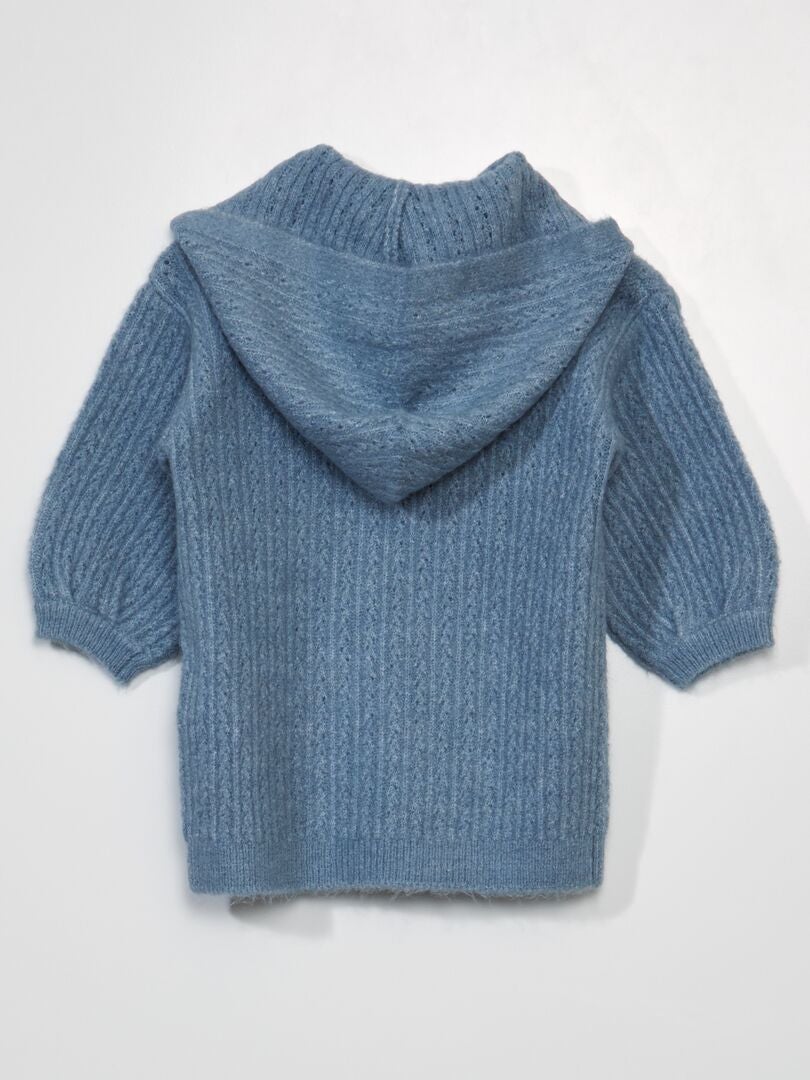 Gebreide jurk met capuchon - BLAUW