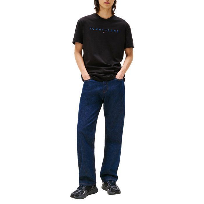 Tommy Hilfiger Men's Black T-Shirt Reg Linear