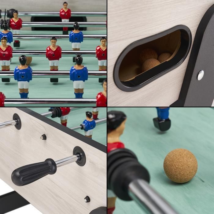 Voorgemonteerde tafelvoetbaltafel voor senioren - Robuust - Telescopische stangen - 2 tot 4 spelers