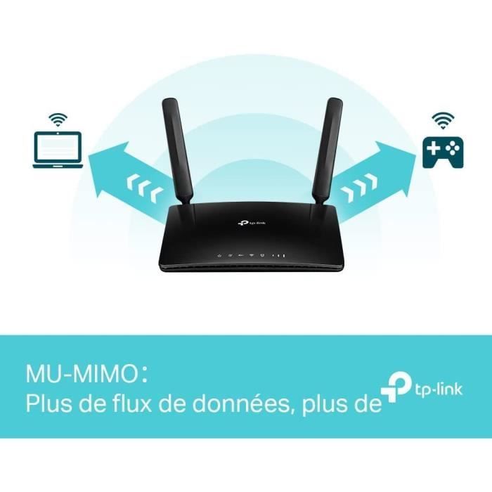 Router TP-Link Archer MR500 4G+ LTE Cat.6 300 Mbps WiFi AC1200 Mbps - 2 x SMA para antena externa - 4 puertos Gigabit RJ45