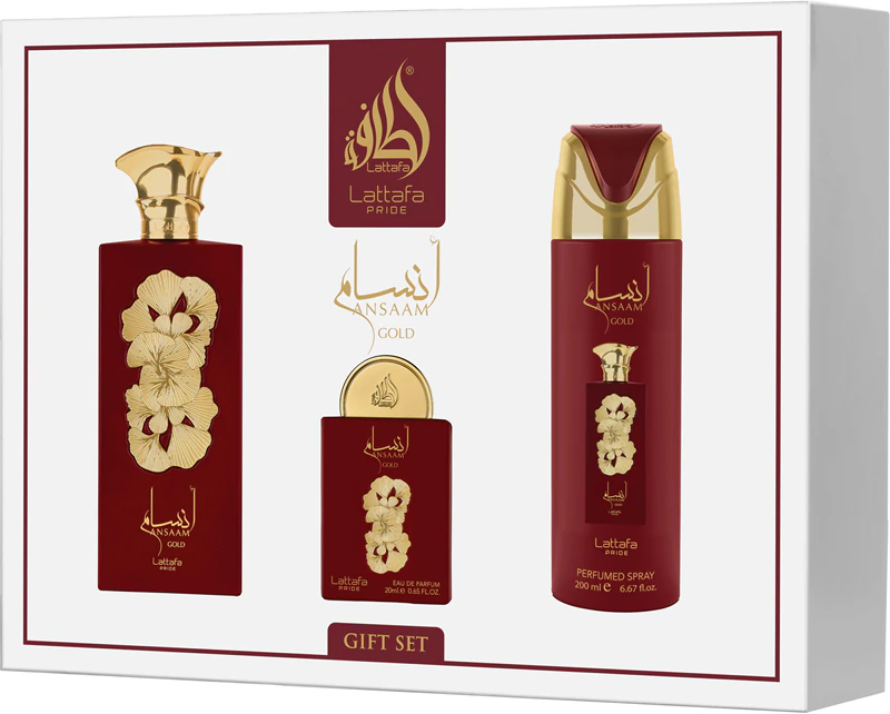 Conjunto de presente Lattafa Ansaam Gold para mulheres