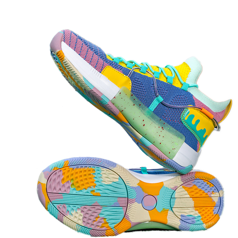 Zapatillas de baloncesto para hombre y mujer con diseño moderno y colorido, antideslizantes, con absorción de impactos y un diseño multicolor.