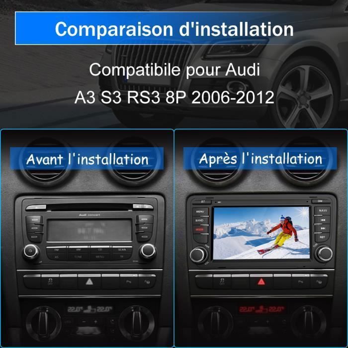 AWESAFE Android 13 autoradio voor Audi A3 8P/S3/RS3/Sportback 1GB+32GB met 7'' touchscreen, GPS, wifi en FM-radio