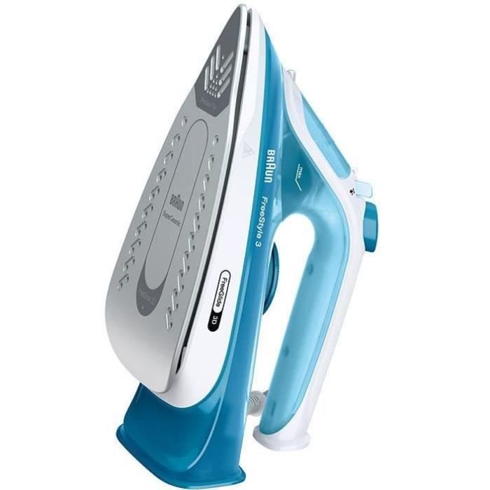 Fer à vapeur BRAUN FI3144 BL FreeStyle 3 - Semelle SuperCeramic - Puissance 2400 W - Vapeur constante 45 g/min