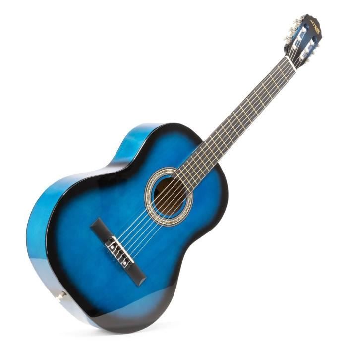 MAX SoloArt Klassieke Gitaar - Blauw - Nylon Snaren - Voor Volwassen Beginners
