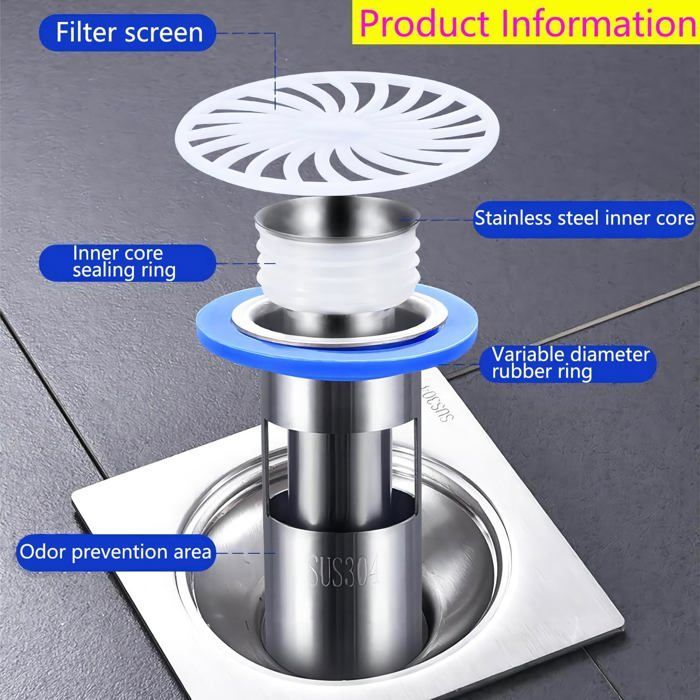 Qrity 1 Pièces Anti Odeur pour Sol de Douche, Siphon de Sol, Clapet Anti-Retour pour Évier de Douche, Drain de Plancher, 38mm