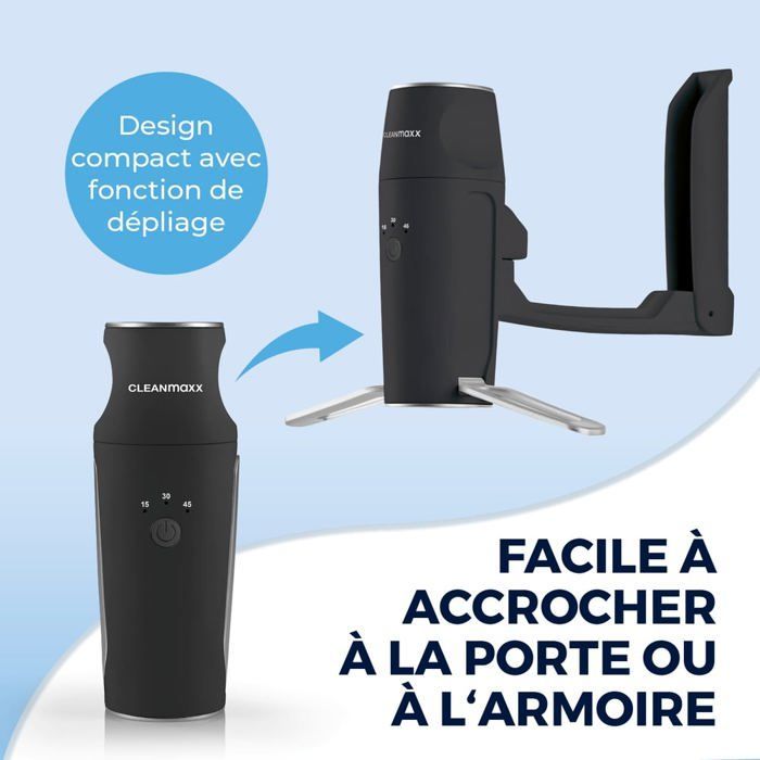 Repasseuse à chemises CLEANmaxx PRO KOMPAKT - facile à accrocher à la porte et repassage automatique - noir/argent