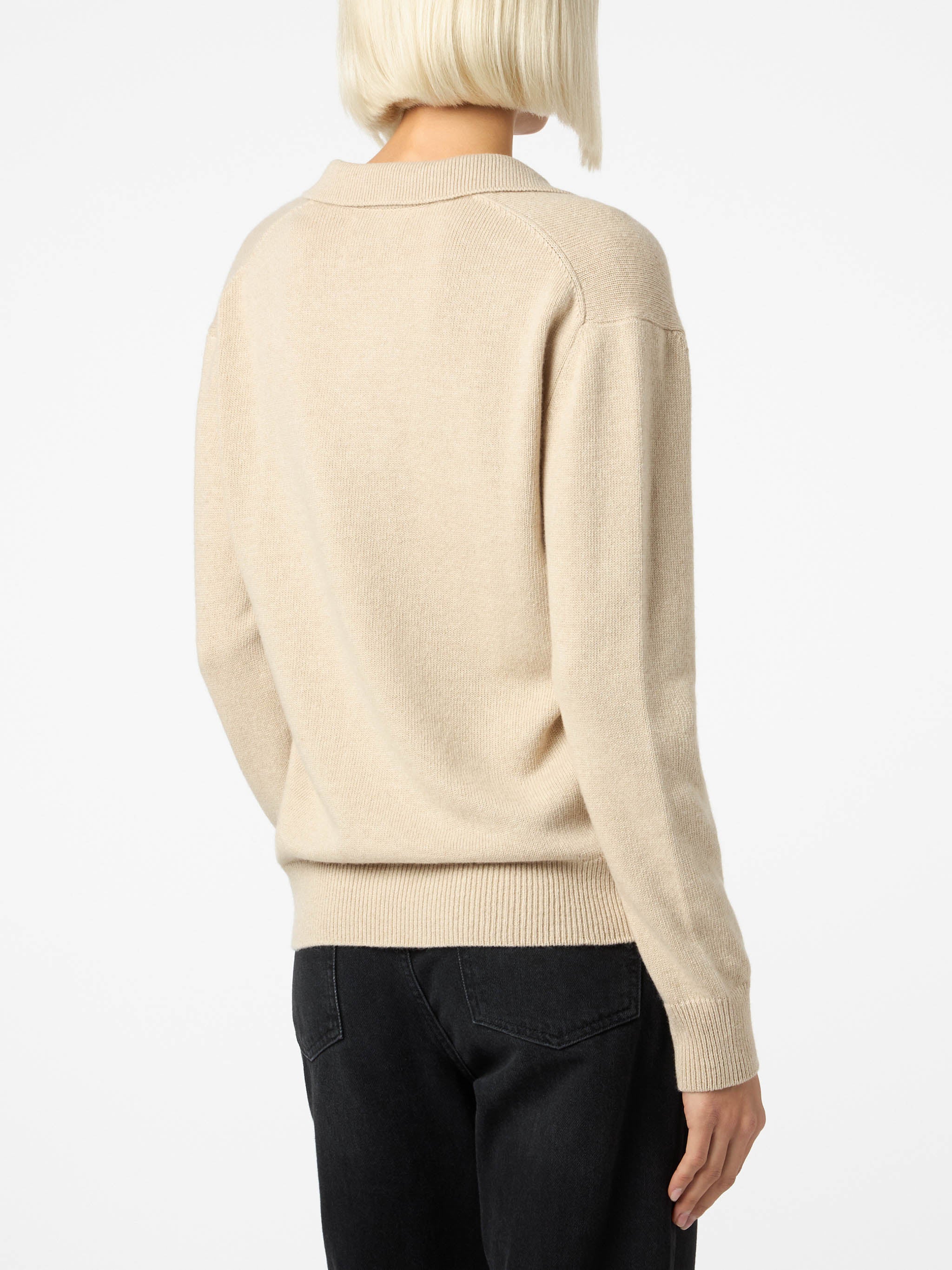 beigefarbener Damenpullover von Eze mit Polokragen