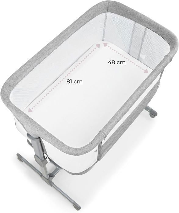 Lit bébé Cododo 3 en 1- Lit Parapluie Pliable Luna- Moby-System- Jusqu'à 9 kg, 7 Niveaux Réglables, 4 Roulettes Mur Latéral