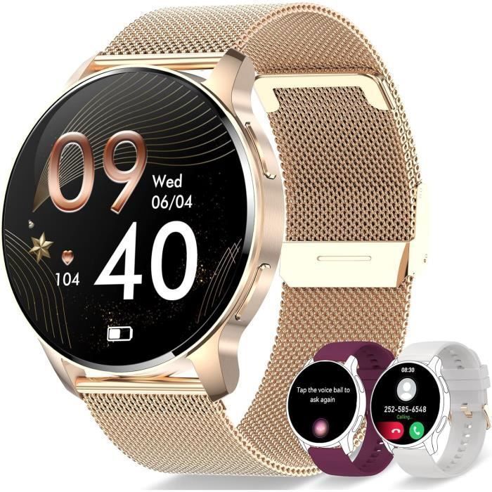 Reloj inteligente para mujer con llamadas Bluetooth y asistente de IA, notificaciones inteligentes, monitorización de frecuencia cardíaca, seguimiento del sueño, resistente al agua [H698]