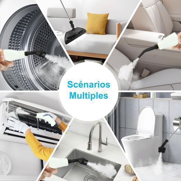 Nettoyeur Vapeur à Main Portable - Haute Pression 3 Bar - 2500W - Nettoyeur Vapeur pour Cuisine/Salle de Bain/Maison/Auto/Tissus