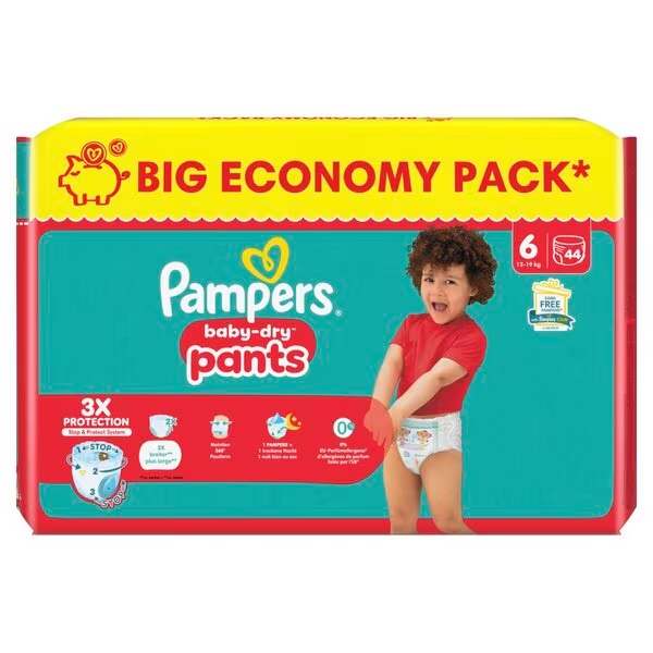 Pampers Baby-Dry Pants veličina 6 Pelene gaćice<br>Veličina 6 (13-19 kg), 44 dijela