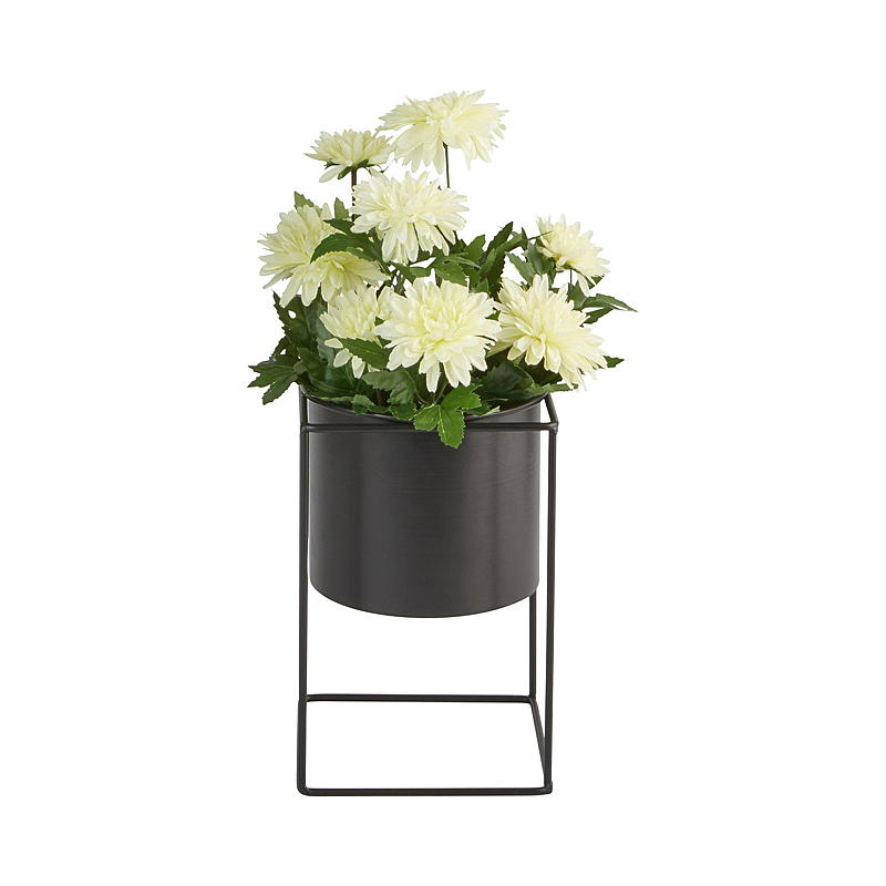 Vaso da fiori per la casa, 15,5x13,5 cm, in metallo nero