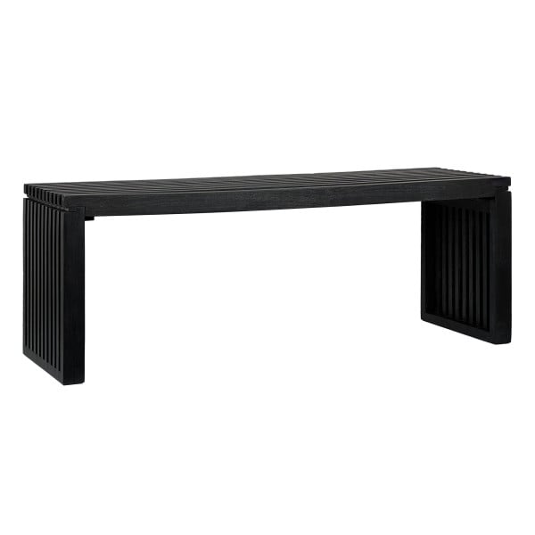 Ławka 120 cm z Drewna Akacjowego Czarna Nowoczesna Ławka do Mieszkania