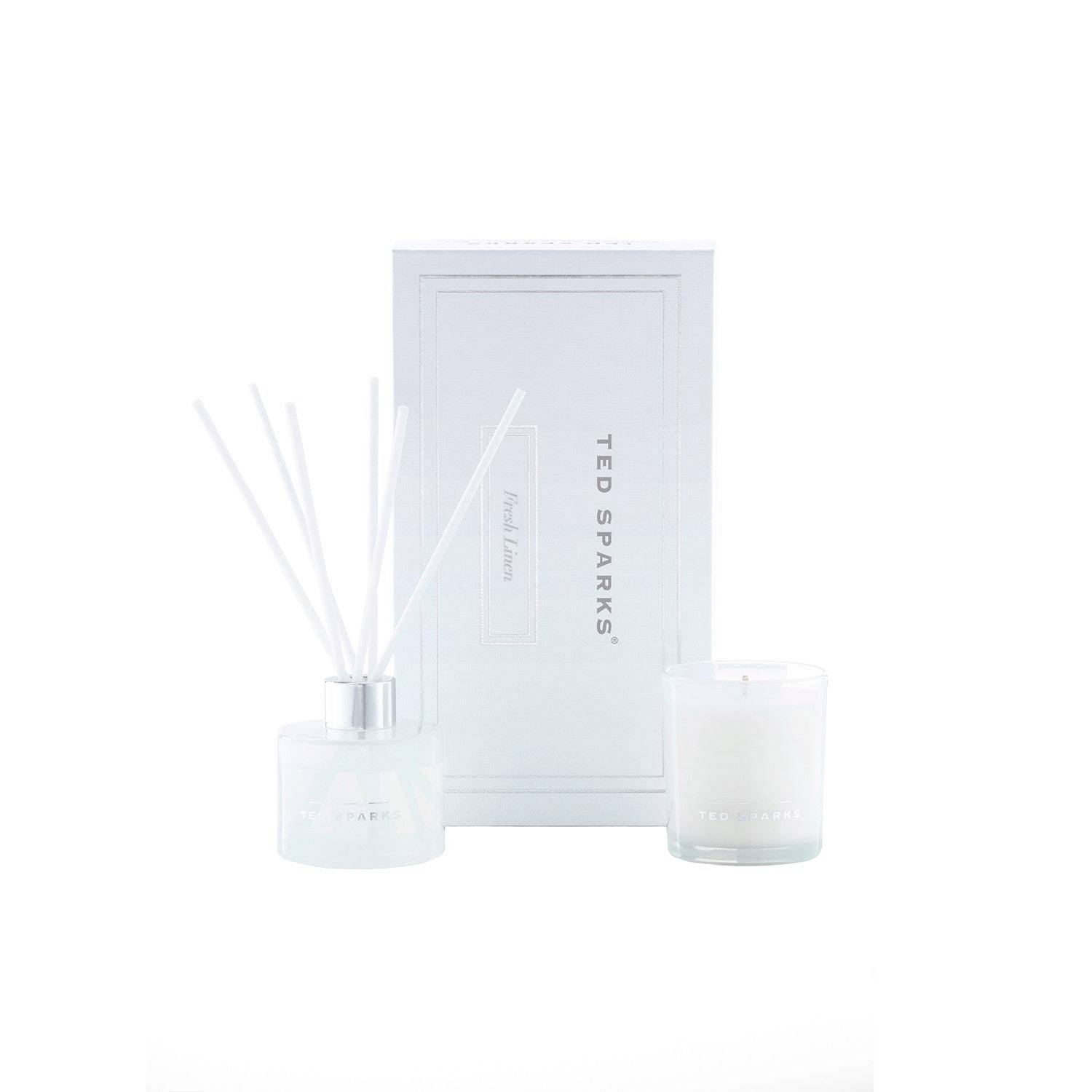 Ted Sparks Körperpflegeset „Frische Wäsche“ – Duftkerze & Diffusor-Set – 1-teilig