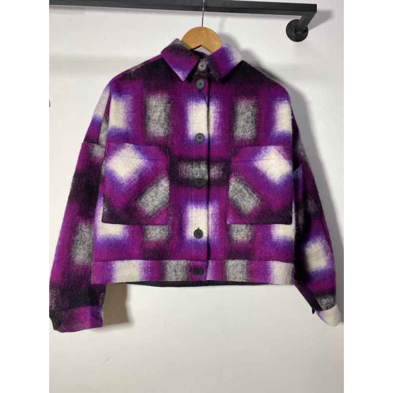 Cappotto corto da donna in misto lana Autunno/Inverno 2021, colletto risvoltato, giacca monopetto a quadri da donna, capospalla con tasche