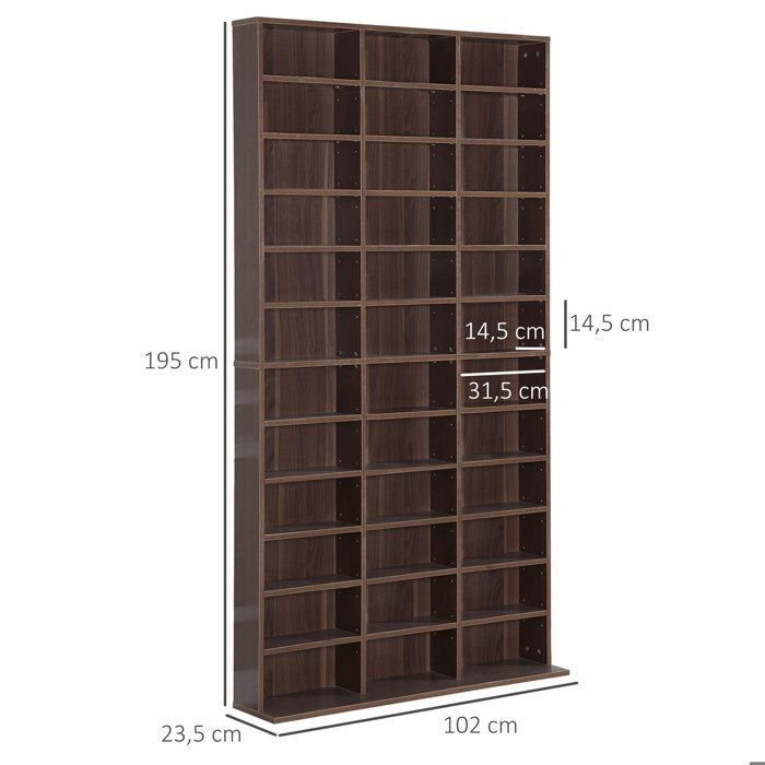 HOMCOM - bibliothèque - Bois - 102x24x195cm - Marron