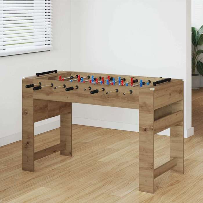 MOT10044 - Mesa de futbolín de roble hecha a mano 125 x 60,5 x 80 cm