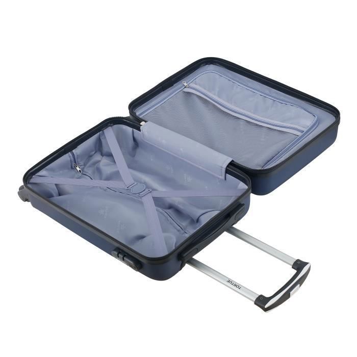 TURTLE - Set di 3 valigie 52cm-62cm-67cm - ABS - 4 ruote doppie - Serratura integrata - Blu navy