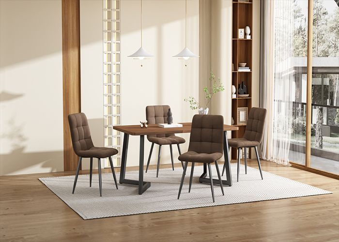 Ny spisegruppe i miljøvenligt materiale (sæt med 5), spisebord med 4 stole, moderne køkkenbord