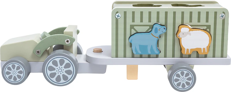 Conjunto de brinquedo de madeira 2Kids com carrinho e animais
