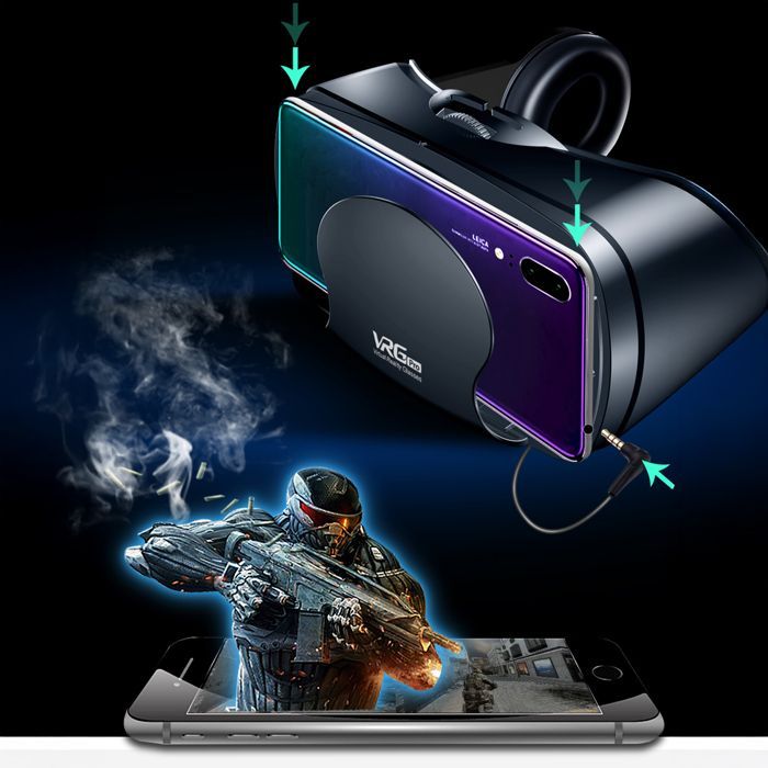 DAM PRO+ Blu-ray Virtual-Reality-Brille. Integrierte Hi-Fi-Kopfhörer, 360°-Panoramaansicht. Kompatibel mit iOS und Android.
