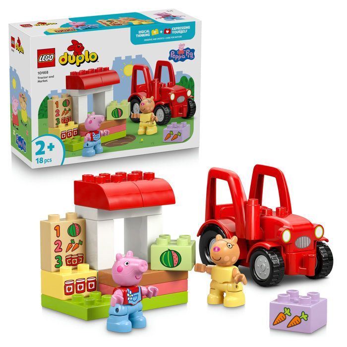 LEGO DUPLO Peppa Pig 10468 Tracteur et Marché - Jeu Éducatif dès 2 ans - Cadeau pour Bébé