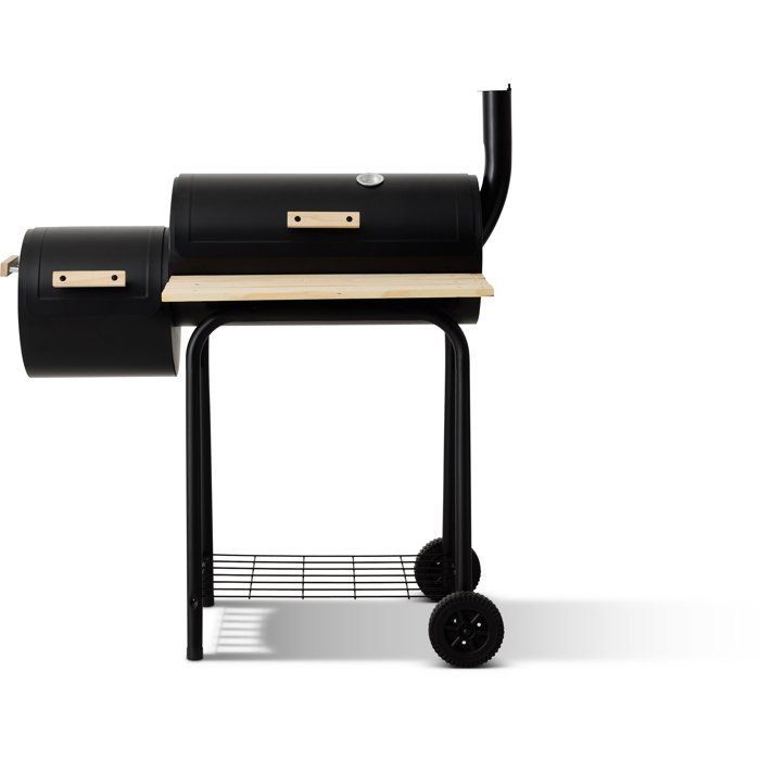Ahumador de carbón - COOKINGBOX - Dos cámaras de combustión cilíndricas - Acero - Asas de madera - Chimenea vertical