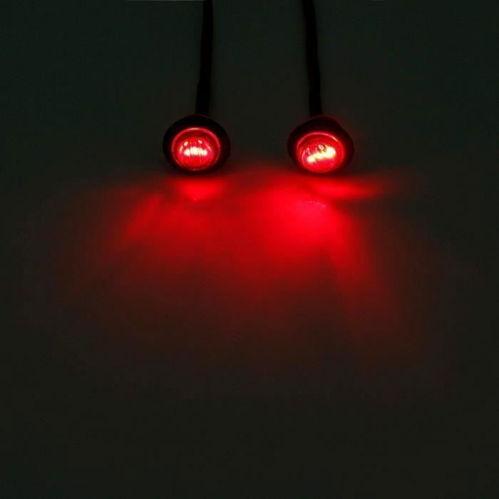 Juego de 10 luces LED rojas empotrables de 24 V para posición trasera (3/4 de pulgada) para camiones, caravanas, chasis, remolques y autocaravanas.