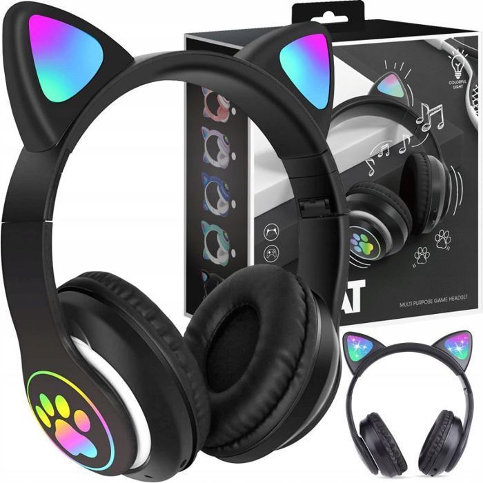Children's Headphones - Noname - RGB Headphones - Black - For children - Ages 4 and up