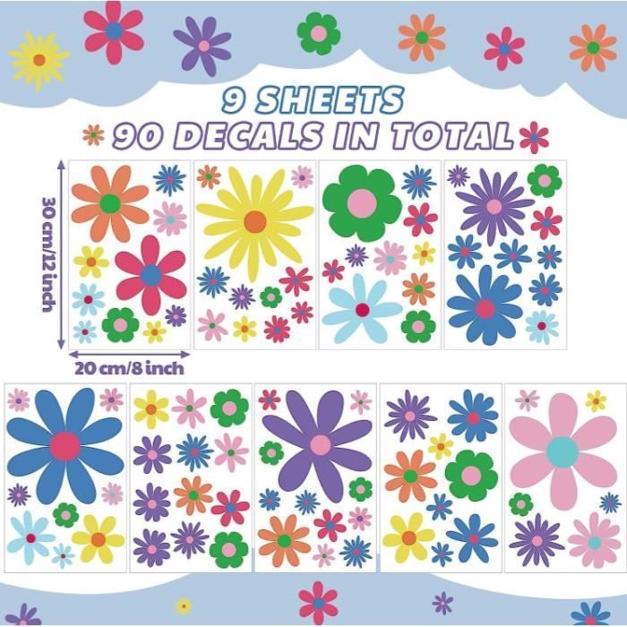 90 pegatinas para coche, pegatinas de flores de vinilo para decoración exterior de automóviles, accesorios de decoración para coches