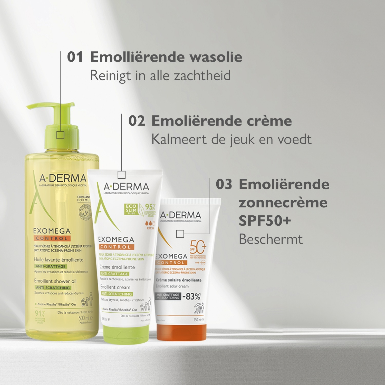 A-DERMA Exomega Control opaľovací krém SPF 50+ - 150 ml