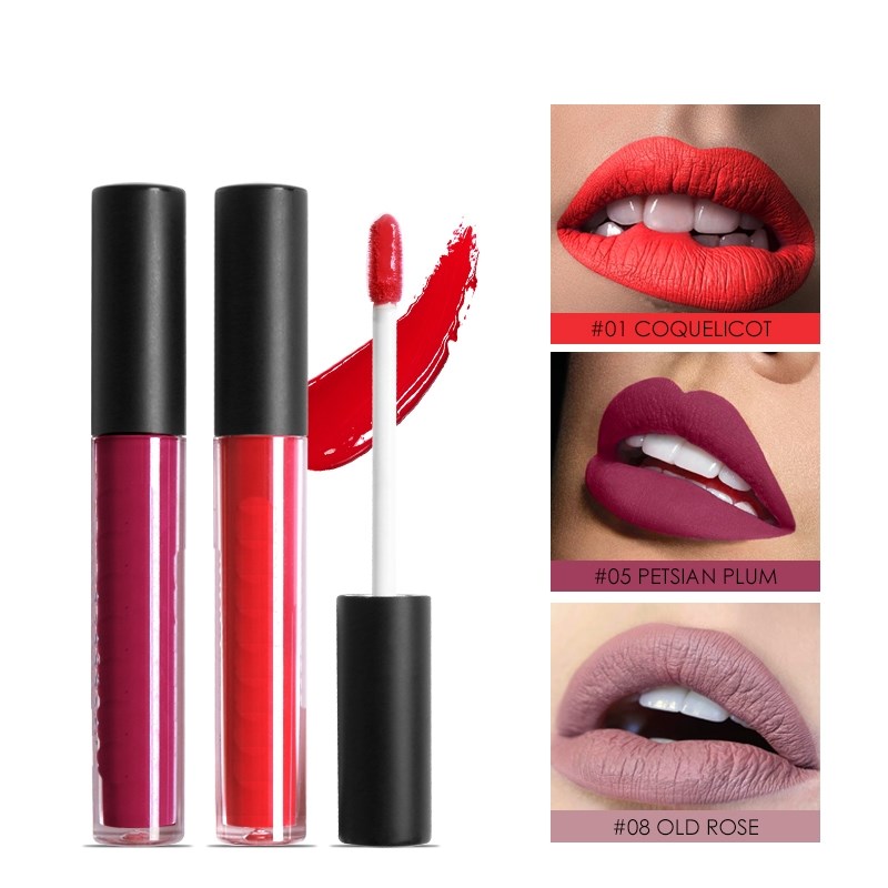 25 kolorów, wodoodporna, trwała, matowa szminka w płynie w odcieniu nude velvet red. Wysokiej jakości matowa szminka.