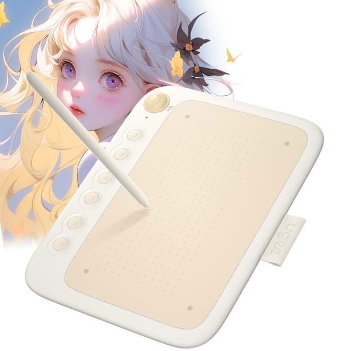 UGEE Q6 Graphics Tablet, 6-Inch Drawing Tablet Connected to Phone with 6 Shortcut Keys for Windows, Mac, Android, Beige